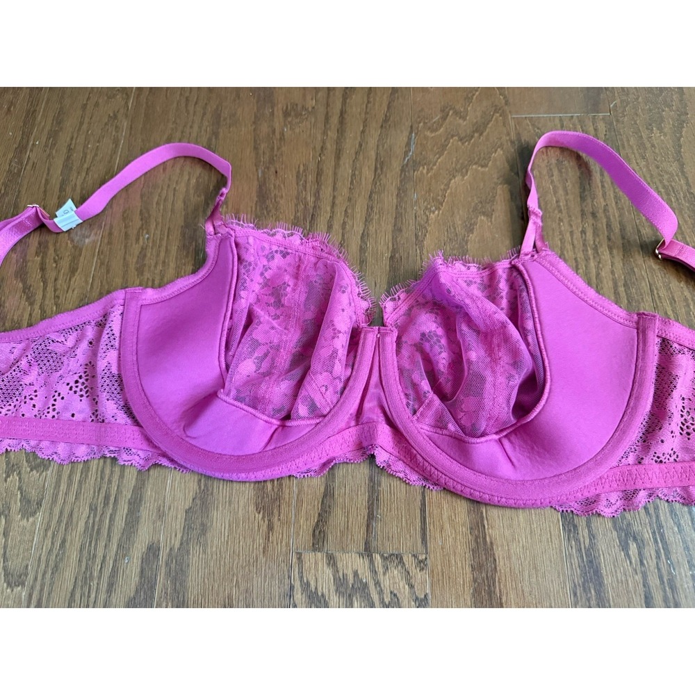 Victorias Secret Dream Angels Push Up No‎ Padding Bra Bright Pink Lace 38D NWT! - Picture 6 of 10